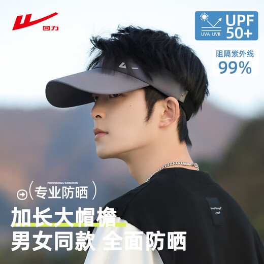 Pull back sun hat men's empty top hat sun protection hat outdoor anti-UV face protection sun hat gray one size