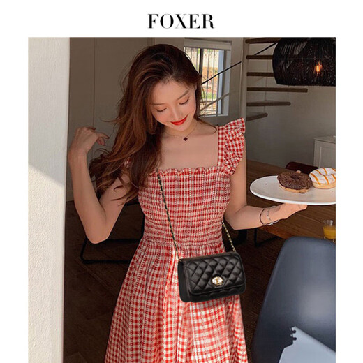Golden Fox (Foxer) 2025 Nouveau sac de chaîne de diamant en cuir de luxe léger pour femmes pour femmes crossbody petit sac carré cadeau d'anniversaire pour petite amie noire