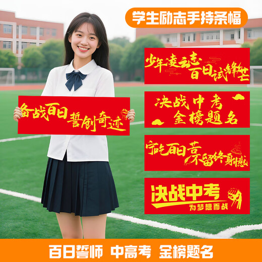 伊梦中高考必胜加油励志班级教室氛围装饰装扮布置用品定制手持横条幅 B手持条幅7024-中高考-款6
