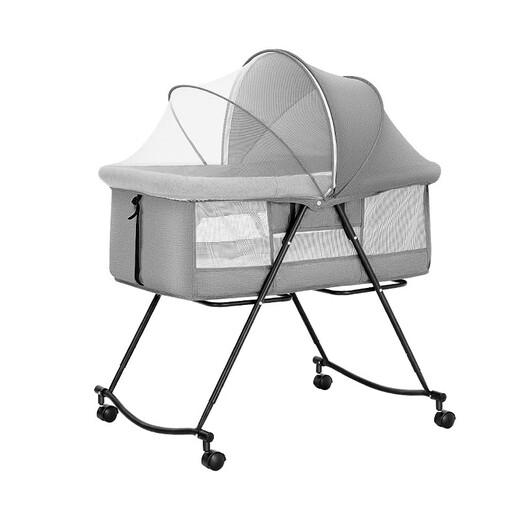 Cuna Cuna Mobile Portable Portable Recién nacido Cama pequeña Cuna Baby Shaker Multifunción empalme de cama grande Baby Shaker - Gris [móvil y plegable]
