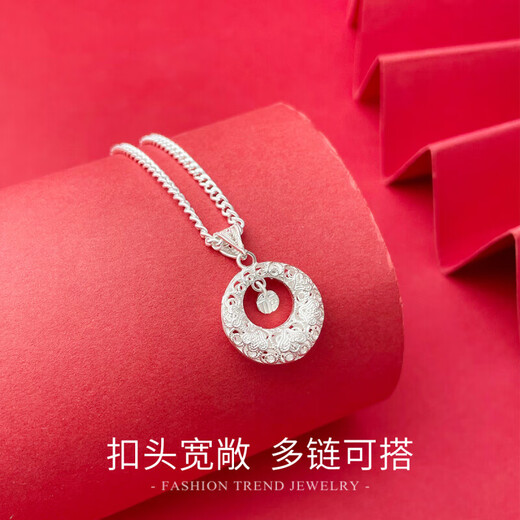 Love 999 sterling silver necklace women's blessing word peace buckle Ruyi pendant fashion jewelry birthday gift for girlfriend and wife
