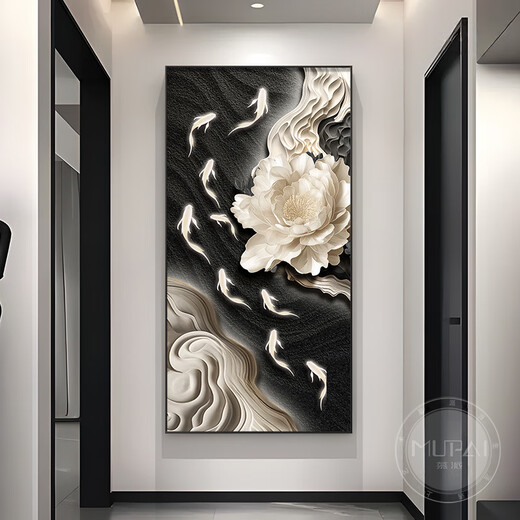 TURBOSUN porch hanging paintings face the entrance door with high-end three-dimensional western wall Jiuyu picture porch decoration painting hanging directly opposite the door Jiuyu Fengnian C 60*12035mm+transparent golden frame