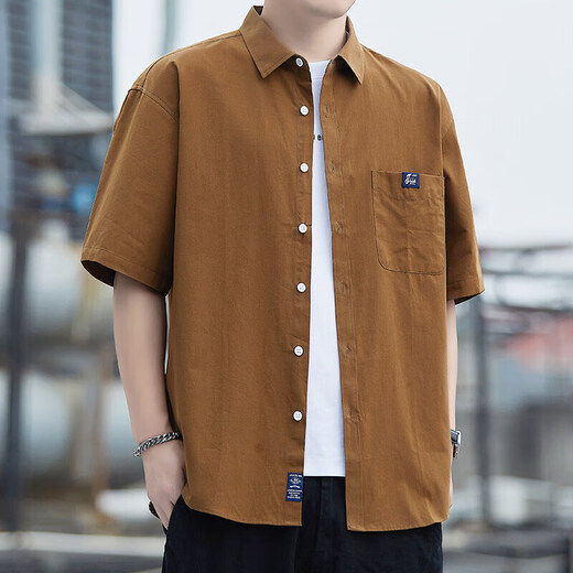 Pure cotton loose version summer new short-sleeved shirt men's casual workwear thin shirt mid-sleeve versatile jacket outer wear military green GF20315/2216 3XL recommended 165-180Jin Jin equals 0.5 kg Pure cotton loose version summer new short-sleeved shirt men's casual workwear thin shirt mid-sleeve versatile jacket outer wear military green GF20315/2216 3XL recommended 165-180Jin Jin equals 0.5 kg