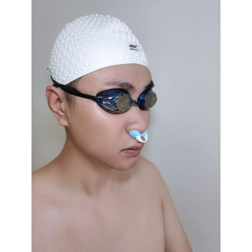 OEMG swimming nose clip silicone earplugs anti-choking nasal congestion diving artifact children's set baby bath supplies new small (S) sky blue