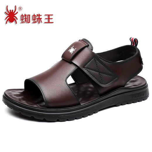 Nuevas sandalias boutique de Spider King Men Men's Summer Trendy Breathable Casual Beach Zapatos Soft Sole No-Slip Tendencia romana ZZW6189 Black_ [Real Leather Cow Wide] 38_ [Tamaño de zapato de cuero estándar]