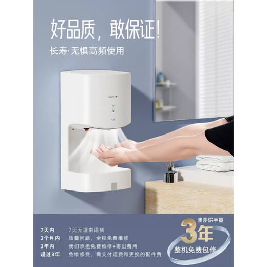 Secador de baño LDVEP AOSHA completamente automático secador manual de mano secador manual de mano secador manual [cañón de acero pequeño] Espejo de acero inoxidable 3893