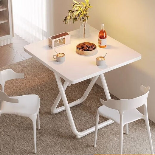 Chibalun home dining table small apartment cream white dining square table rental house light portable stall milk tea shop folding table