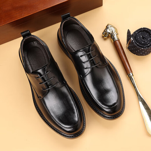 Sommergeschäft formale Lederschuhe für Männer Britisch-Stil Ultra-Faser-Leder lässige, atmungsaktive, weiche Sohle dicker Sohle Anzugschuhe Slipper Schwarz [Mikrofaserleder 9227] 39