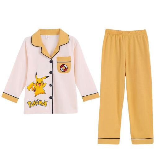 Детская пижама весна и осенью с длинным рукавом Ультраман Pult Cotton Boys Bikachu Middle-Big Conditioning Home Clothing Set x-Girls 6624# 155 м размер подходит для высоты 160