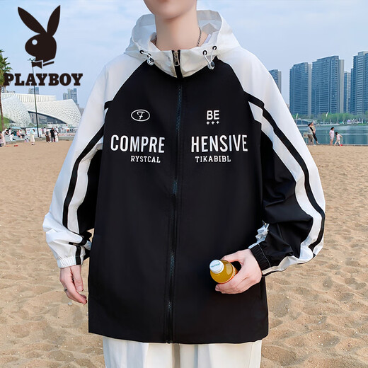 Playboy (Playboy) Vêtements de crème solaire masculine Nouveaux vêtements de crème solaire à capuche imprimées décontractés américaines