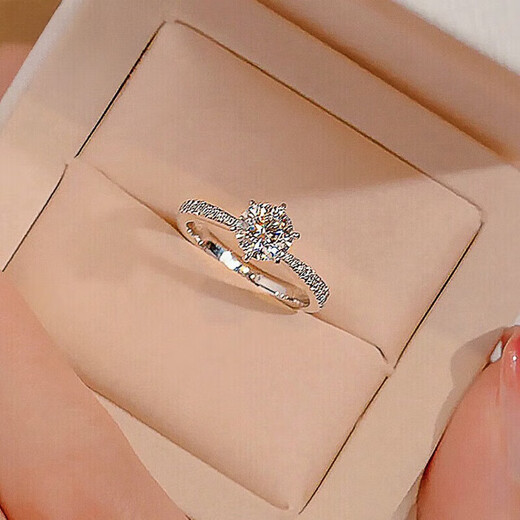 DR ring Moissanite diamond ring for women one carat 2025 new white gold six-claw wedding proposal closed ring can be engraved main diamond 50 points live mouth adjustable size