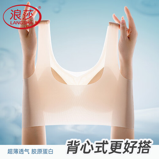 Langsha underwear for women in summer thin straps without marks and no steel rings, large breasts, small breasts gathered and versatile suspender vest bra