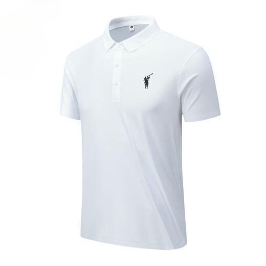 POLO SPORT保罗polo衫男士夏季新款冰丝凉感短袖商务休闲翻领薄款体恤T恤衫 12358#深灰 M 均码