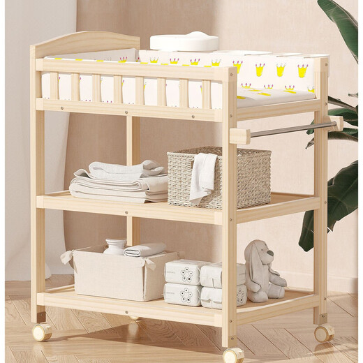 
Jiaojing Nursing Table Washing and Replacement Solid Wood Diaper Table Baby Care Table Newborn Baby Diaper Table Massage and Touching Upgrade) Three-layer Solid Wood Diaper Table + Pink Xiao Whale Cotton Pad