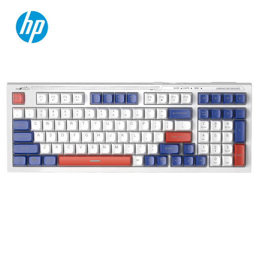 惠普（HP）K300真机械手感键盘 轻音高颜值 98客制化配列 插拔有线游戏专用吃鸡笔记本电脑电竞lol三拼色白芯