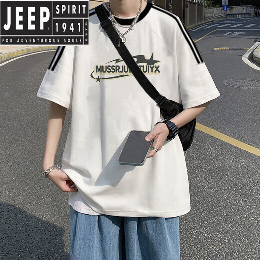 Jeep Spirit American rétro à manches courtes à manches courtes Summer 2025 Nouveau design lâche Niche Ins Top [3895 * WASP] White M 85-120Jin [Jin est égal à 0,5 kg]