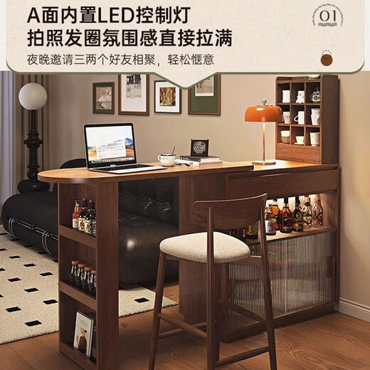 Xianqingyashe living room partition cabinet high-end light luxury bar table household telescopic mobile integrated display cabinet multi-functional restaurant wine cabinet bar cabinet with light + socket.