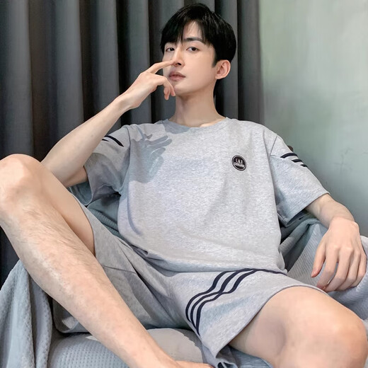 雅鹿男士睡衣男夏季短袖纯棉男款夏天薄2025新款男生大码家居服 HDE-9928 L 男