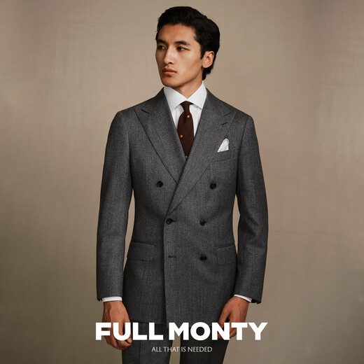 FULL MONTY Suit Suit Men's Suit Suit Pure Wool Double-breasted Groom's Suit Wedding Suit Spring and Autumn Business Formal Wear Size 52 Tops and Trousers Please contact customer service for remarks