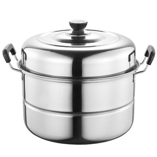 SUPOR steamer household large large capacity extra thick two-layer stainless steel steamed buns and fish pot 34 36 40cm commercial soup pot upgraded extra thick double layer heightening model (larger) 40cm Damage guaranteed One-year warranty