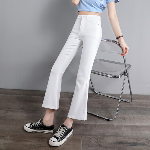Yisi reduce los jeans delgados azules para mujeres 2025 Pantalones de nueve puntos de pierna ancha otoñal para pantalones delgados delgados de la cintura alta, pantalones azul claro xl recomendado 120-128 Jin [Jin equivale a 0.5 kg]