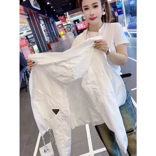 GUOCILRN白色薄款外套女2024春秋新款休闲风衣夹克夏季防晒上衣百搭空调服 经典白色有内衬 XL 建议120-135斤