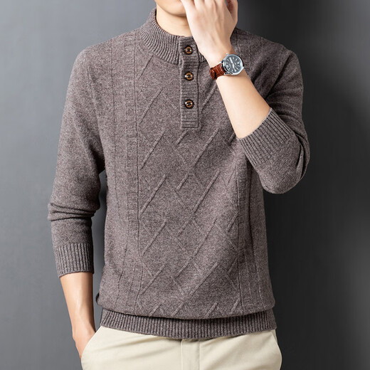 OLJ high-end luxury brand sweater for men 2025 new autumn and winter pure wool half turtleneck knitted men's long-sleeved wool rice camel (high-end gift box) 2XL 125