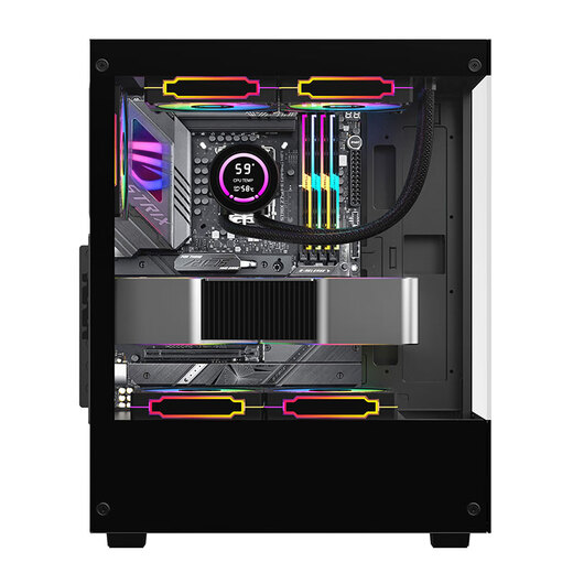 AOCCG390B黑色 游戏电脑主机海景房机箱 双面玻璃/支持ATX主板/240水冷/5风扇位/270°全景/上下分仓