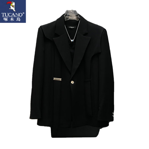 Woodpecker (TUCANO) Korean streamer design blazer men's Korean version street style versatile casual splicing suit white DK25 suit + pants L 130-145Jin Jin equals 0.5 kg