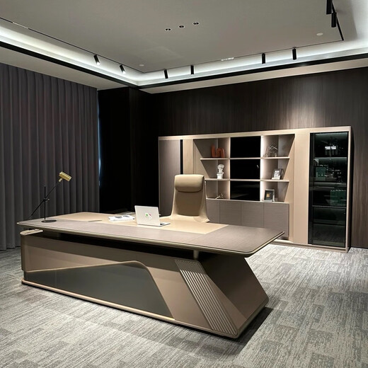 Boss desk office desk light luxury simple modern desk office desk office desk and chair combination manager desk president desk 2.0 meters left side cabinet-American Walnut