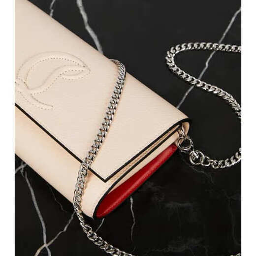 Luboting Light Luxury Women's Logo Leather Chain Wallet Beige One Size