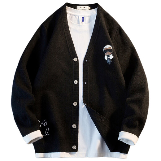Kazuki Kuraishi marque tendance en V V laine en vaine cardigan tricot printemps et de style automne galeries masculines lafayette lettre couple de luxe légère veste tendance pull noir xl