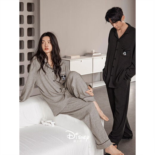 Beiyan couple pajamas women's new spring and autumn pure cotton long-sleeved Mickey couple home clothes high-end men's cardigan set C21063 women's M
