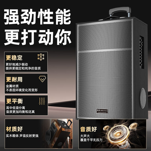 NINTAUS square dance audio subwoofer mobile outdoor karaoke rod microphone speaker amplifier microphone stall speaker N12-9 upgraded model with high power, loud sound and wider coverage 2 microphones + U disk