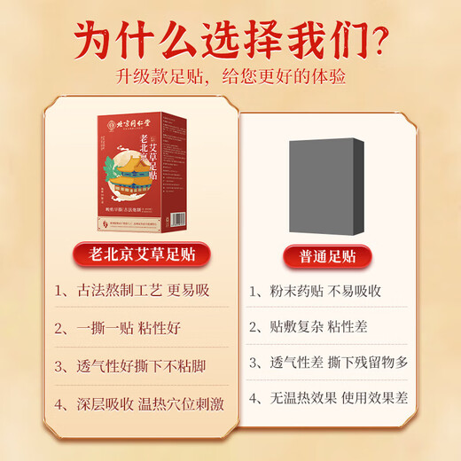 Tongrentang Old Beijing Foot Patch 50 pieces mugwort mugwort foot patch health foot warmer patch heel patch remove moisture in the soles of the feet patch