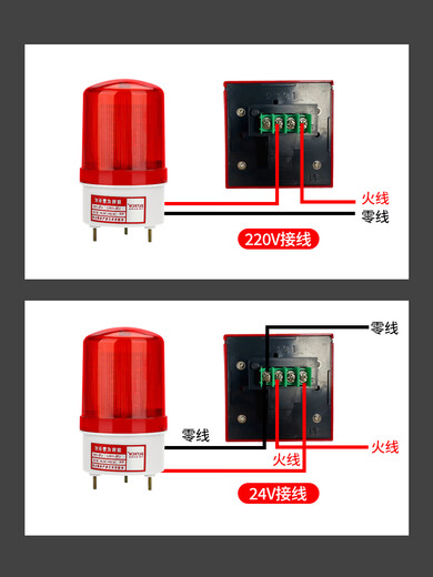 MDUG fire alarm bell linkage sound and light alarm industrial factory fire manual fire button set alarm 220V wiring type 220V alarm light base + button + fire sticker + bracket
