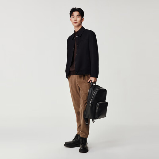 Jiumu King Warm-locking and cold-proof shopping mall same style jacket men's 30% sheep wool 25 new autumn woolen jacket top slim version + jet black + CJX2550612 L 175/96A (50)