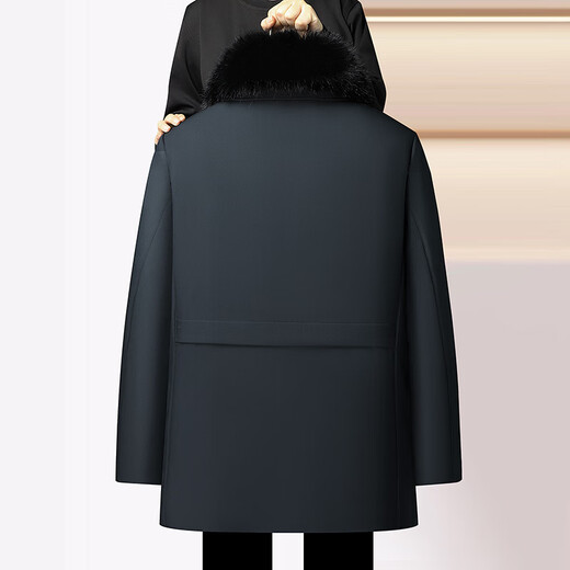 Woodpecker (TUCANO) cotton-padded jacket for men 2025 winter new style men's detachable large fur collar Northeastern cotton-padded jacket thick coat dad cold-proof fleece jacket navy blue plus velvet thickening XL