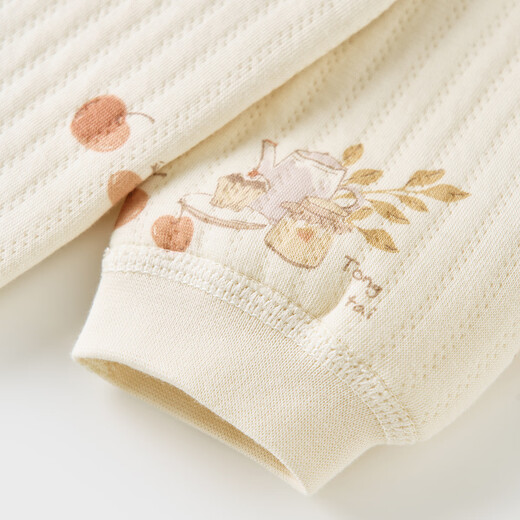 TONGTAI baby set autumn and winter pure cotton warm children's underwear high waist long johns pajamas home clothes brown 100cm