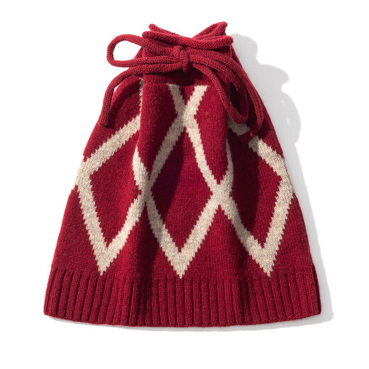 Da Vinci password pure wool knitted hat scarf dual-purpose autumn and winter 2025 new fashion scarf for women warmth to give girlfriend gift dark red 27cm*25cm