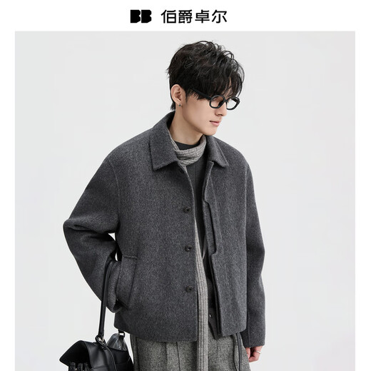 Earl Zall wool woolen jacket men's commuting warm 2025 autumn and winter new double-sided woolen jacket Z541615 Khaki M (170)