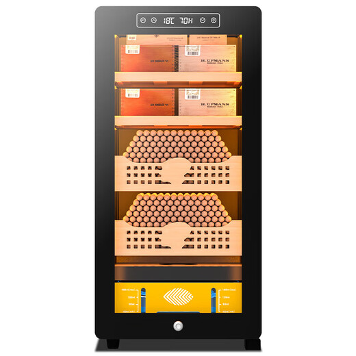 Kelong 36C cigar cabinet, constant temperature and humidity, mellow aroma, natural cedar wood shelf, compressor, precision refrigeration, anti-fog tempered glass door, air-cooled partitioned storage, household cigar cabinet, 39C elegant black box, nude maintenance + compressor refrigeration + cedar wood cigar basket