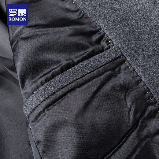 ROMON Woolen Suit Men's Autumn and Winter Business Casual Single Suit Coat Warm Jacket Men 2079 Black 4XL