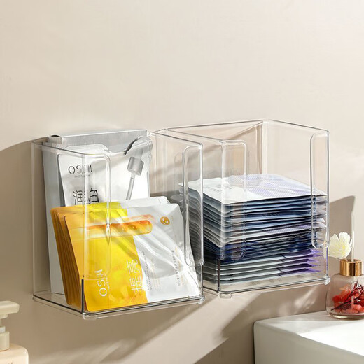 Yushangzhenpin Facial Mask Storage Box Desktop Makeup and Skin Care Products Dressing and Washing Table Shelf Box Wall Hanging Lipstick Jewelry Perfume Transparent Large Capacity 18*14.5*20.5cm Facial Mask Storage Box 1
