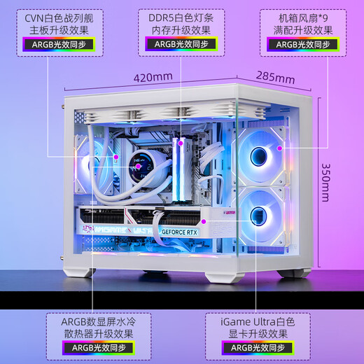 Colorful amd Ruilong r7 9800x3d/9700x rtx5080/5070ti/5060 white sea view room desktop assembly computer host game e-sports flagship store diy complete machine three R7 9700X+5060T16+1T+32G