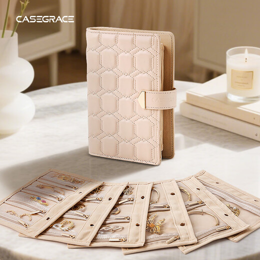 CASEGRACE cosmetics storage bag gold storage book jewelry box jewelry jewelry storage bag notebook hand decoration exquisite cosmetics travel jewelry book large amber powder 6-page velvet bag