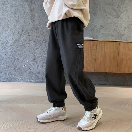 Boys' Casual Handsome Pants Spring and Autumn 2025 New Summer Medium and Large Children's Thin Workwear Pants Loose YJR-2273 Dark Gray 160cm