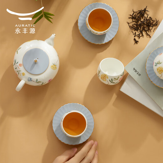 Yongfengyuan Moon Time 6/10/14 Ceramic Relief Chinese Tea Set Gift Box Packaging 14 Heads 6 Persons