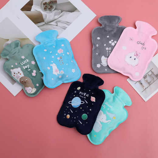 Winter plush water-filled hot water bottle cartoon mini velvet hot water bottle student dormitory portable water-filled hand warmer Random priority delivery - small size 17*11cm