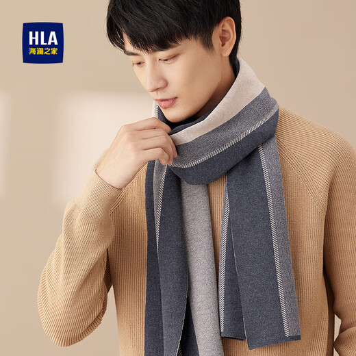 Heilan House Scarf Men's Autumn and Winter Wool Scarf Warm and Cold-proof Scarf Birthday Gift for Boyfriend Gift Box for Elders Khaki Color Exquisite Gift Box